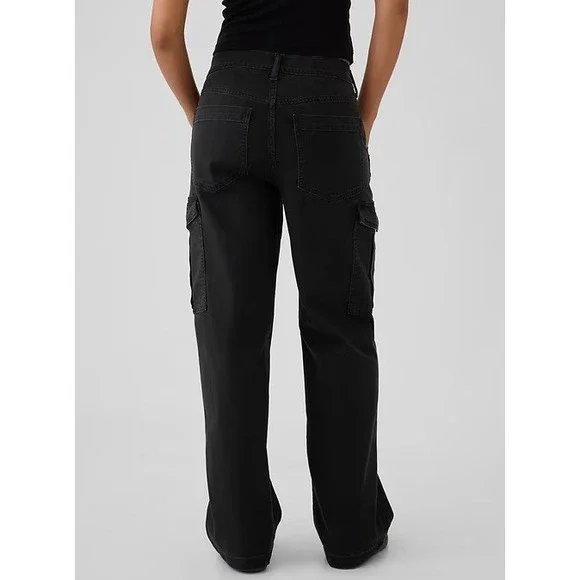 NWT Gap Mid Rise '90s Loose Cargo Jeans Washed Blk Grunge Baggy Skater Sz 33 16 - Picture 14 of 16